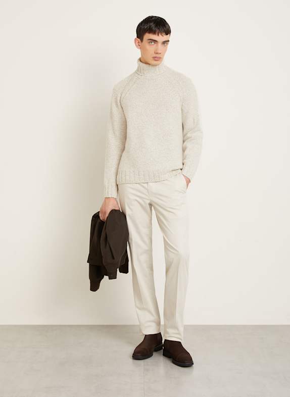 ZEGNA Trui met col van kasjmier ECRU / TAUPE