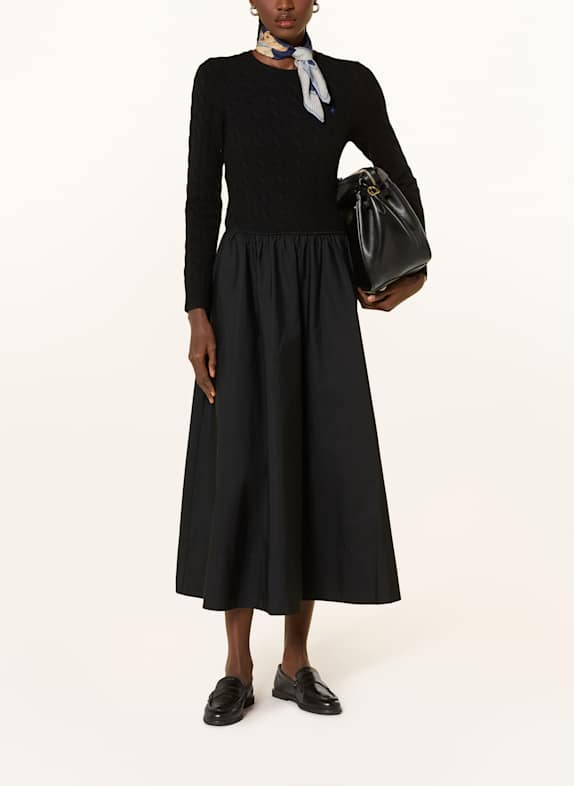POLO RALPH LAUREN Kleid im Materialmix SCHWARZ