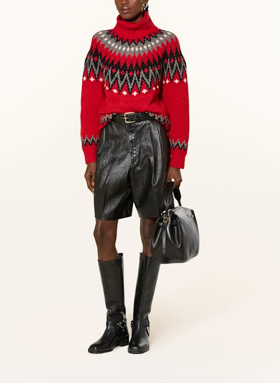 POLO RALPH LAUREN Rollkragenpullover ROT / SCHWARZ / GRAU