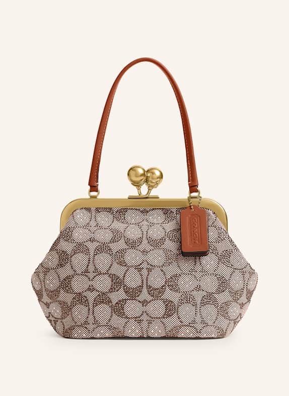 COACH CRYSTAL SIGNATURE handbag with decorative gems BROWN