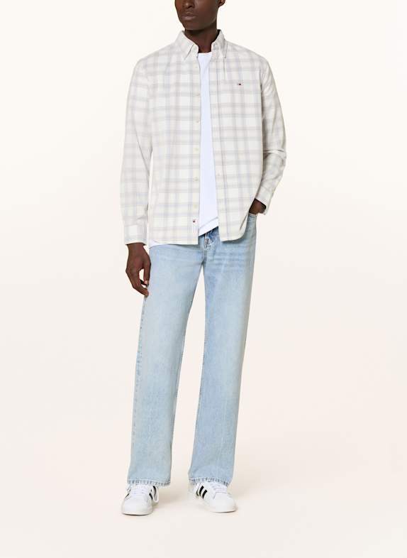 TOMMY JEANS Kordhemd Regular Fit WIT / LICHTBLAUW / CRÈME