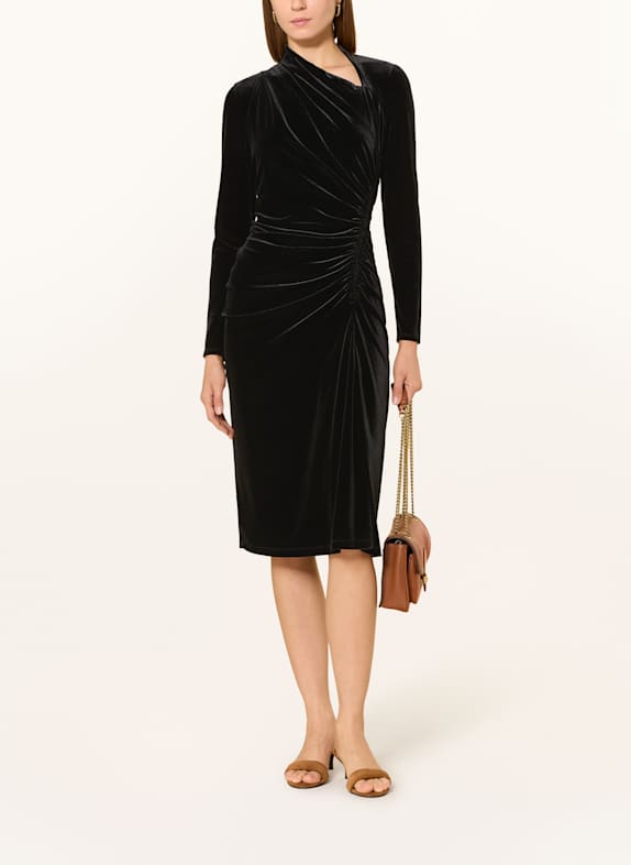 LAUREN RALPH LAUREN Etuikleid aus Samt SCHWARZ