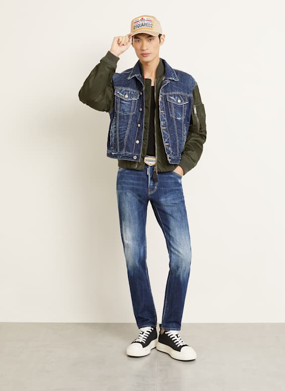 DSQUARED2 Jeansjacka i materialmix BLÅ / KHAKI