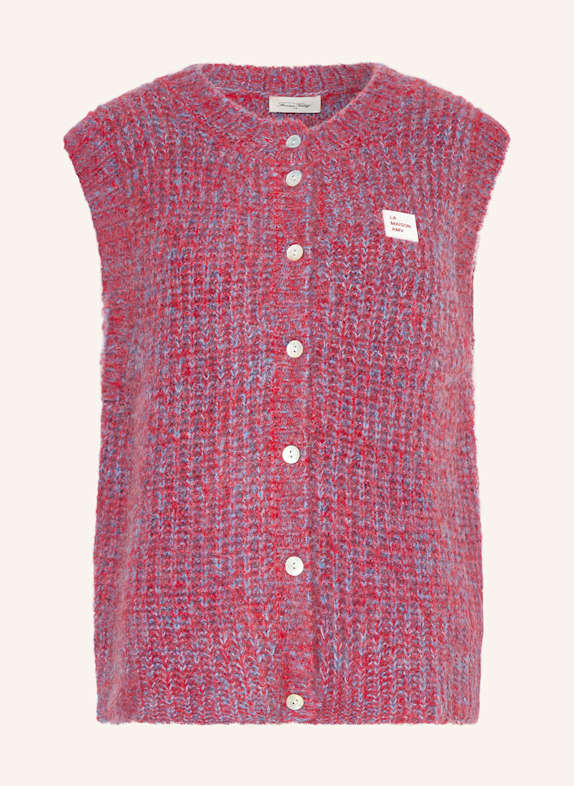 American Vintage Strickweste EAST mit Alpaka ROT / HELLBLAU