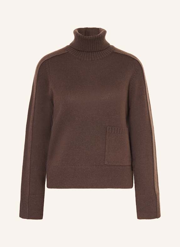 FTC CASHMERE Rollkragenpullover mit Cashmere DUNKELBRAUN