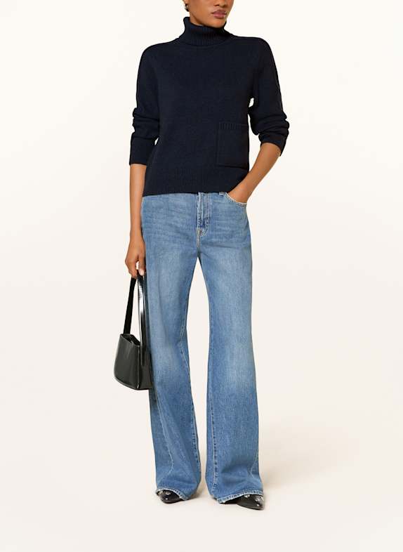 FTC CASHMERE Trui met col en kasjmier DONKERBLAUW