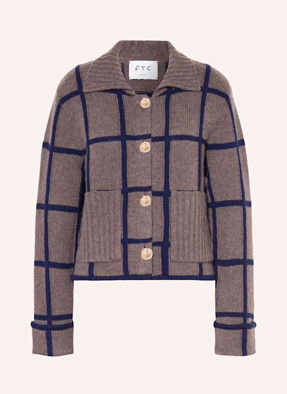 FTC CASHMERE Strickjacke aus Cashmere BRAUN / DUNKELBLAU