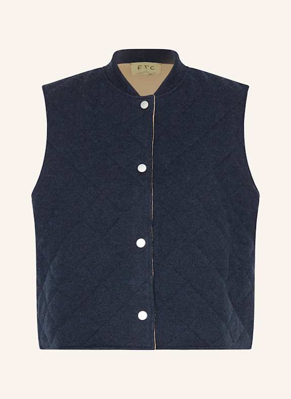 FTC CASHMERE Strickweste mit Cashmere DUNKELBLAU