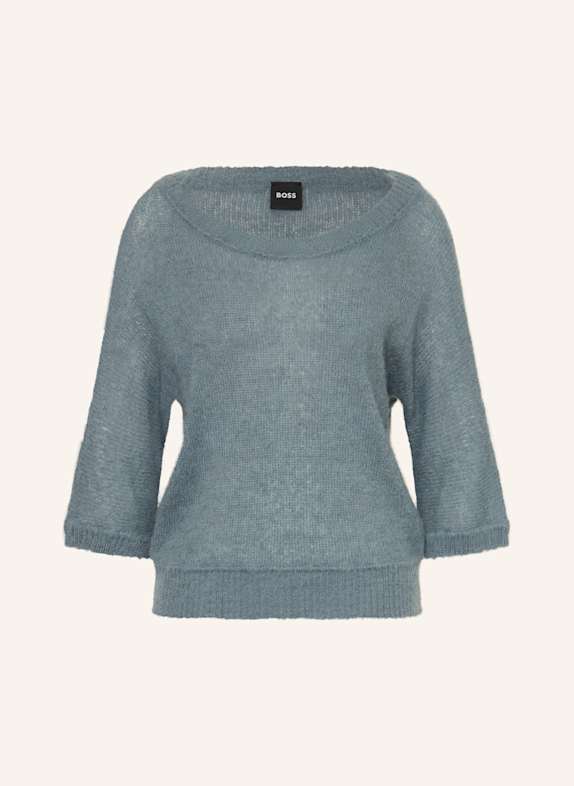 BOSS FANCER alpaca sweater with 3/4 sleeves BLUE GRAY
