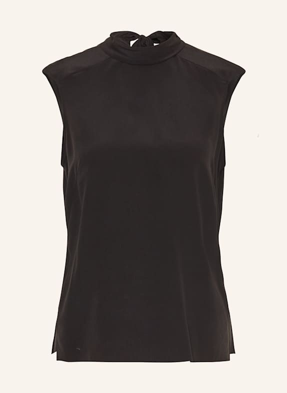 BOSS Bluzka z wiązaniem pod szyją BESEI z jedwabiu CZARNY