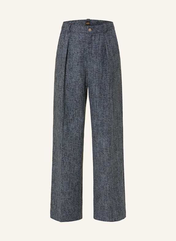BOSS Bouclé broek TANJURA DONKERBLAUW/ BLAUW/ BLAUWGRIJS