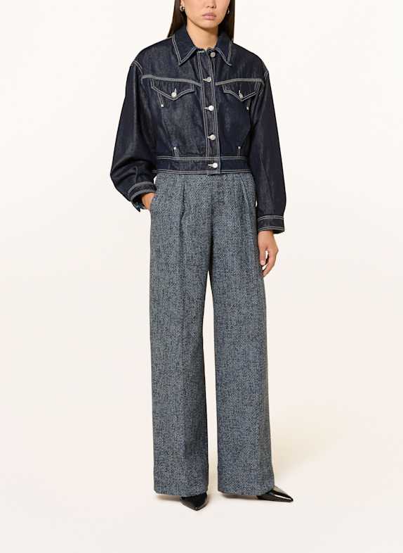 BOSS Bouclé broek TANJURA DONKERBLAUW / BLAUW / BLAUWGRIJS