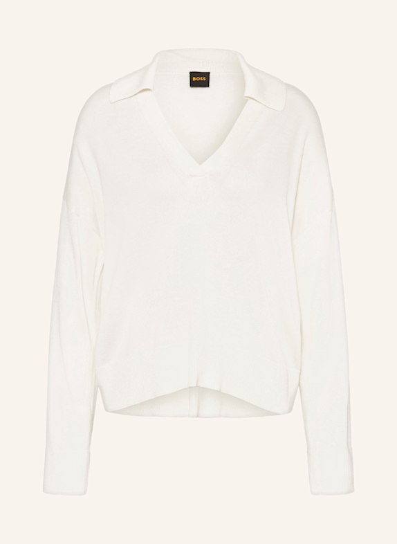 BOSS Strick-Poloshirt FIAFFISA ECRU