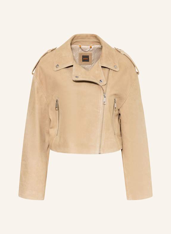 BOSS Velourslederjacke SALACE BEIGE