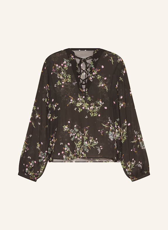 RIANI Blusenshirt DUNKELBRAUN / GRÜN / ROSA