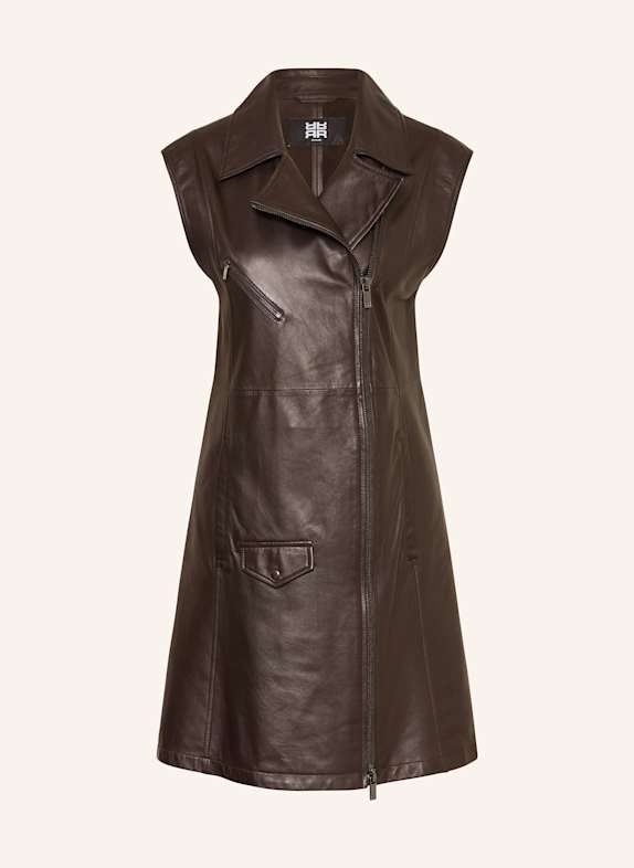 RIANI Lederkleid DUNKELBRAUN