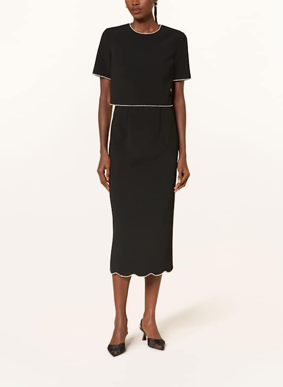 RIANI Cropped blouse met sierstenen ZWART