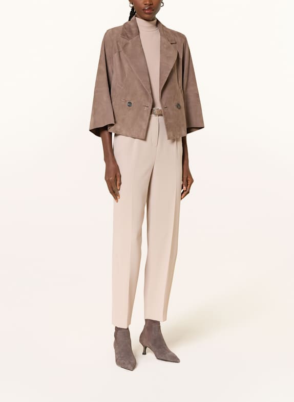 RIANI Kurtka skórzana z rękawem 3/4 CIEMNOBRĄZOWY