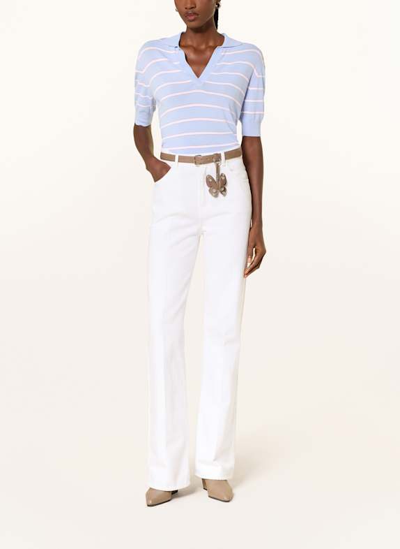 RIANI Gebreid poloshirt LICHTBLAUW / WIT