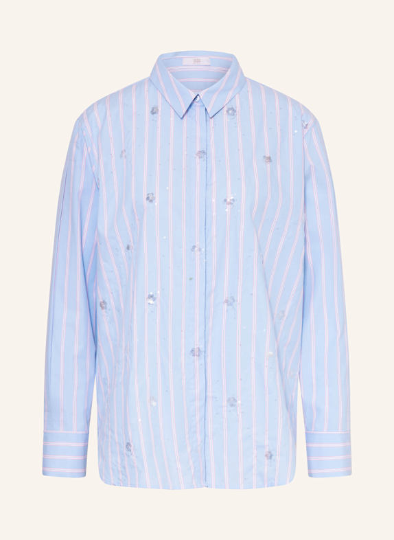 RIANI Oversized-Hemdbluse mit Pailletten HELLBLAU / WEISS / BLAU