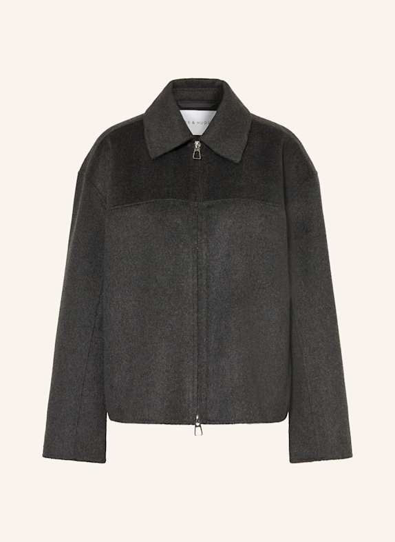 MRS & HUGS Bunda hranatého střihu TMAVĚ ŠEDÁ