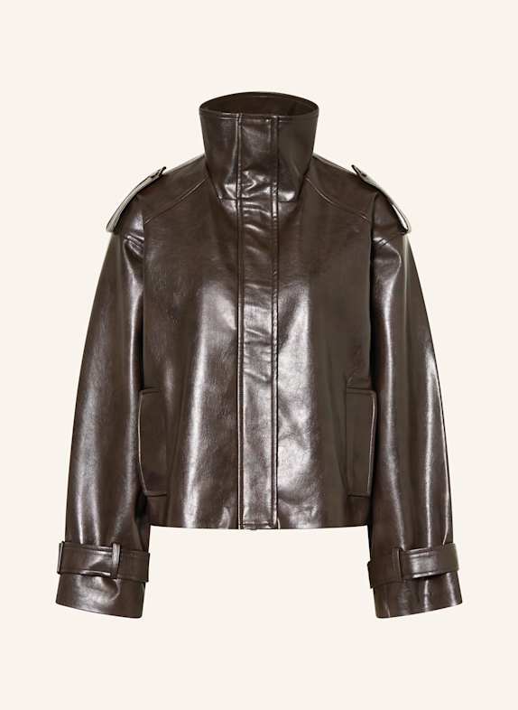 MRS & HUGS Bunda v koženém vzhledu TMAVĚ HNĚDÁ