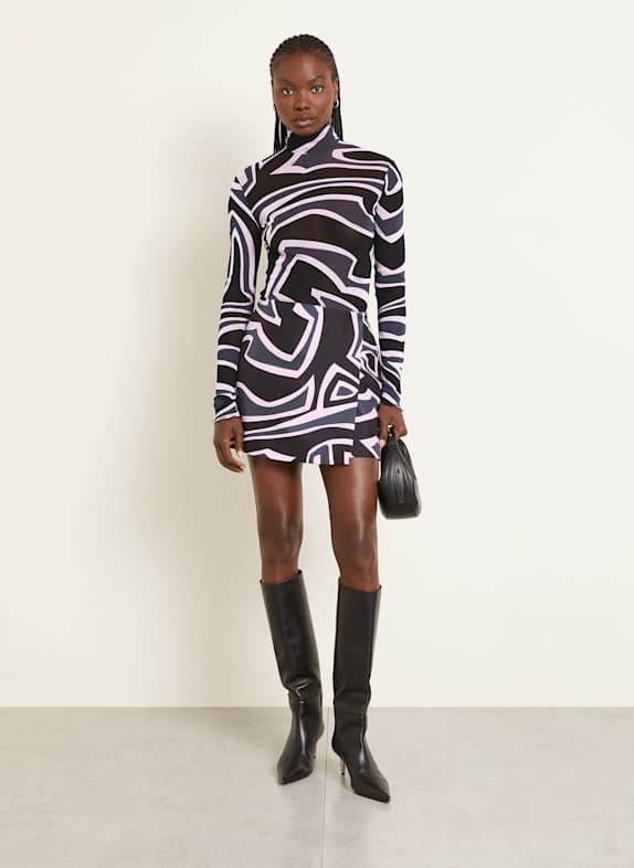 PUCCI Wickelrock aus Seide SCHWARZ / DUNKELGRAU / HELLROSA