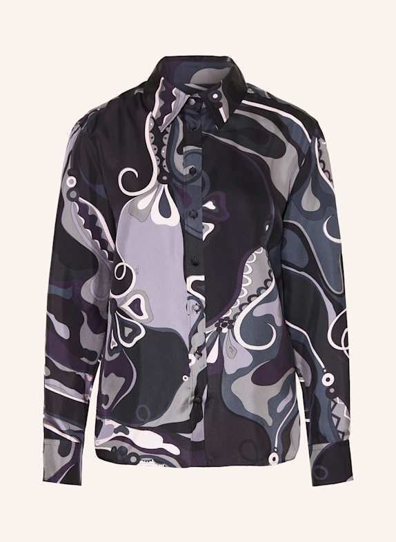 PUCCI Hemdbluse aus Seide SCHWARZ / GRAU / ROSA