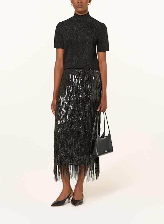 MARC CAIN Gebreid shirt met glittergaren 900 BLACK