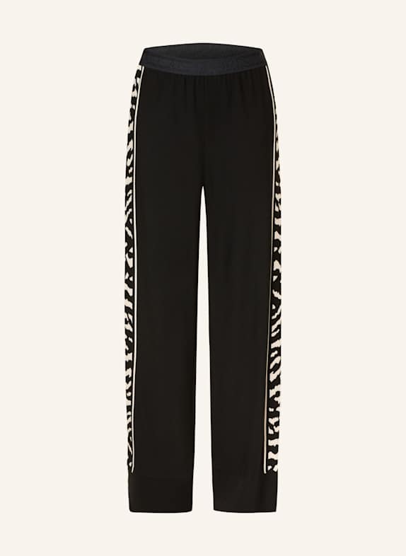 MARC CAIN Sweatpants WELKOM mit Galonstreifen SCHWARZ / WEISS