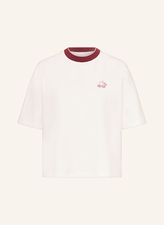 MARC CAIN T-shirt avec pierres précieuses BLANC / ROUGE FONCÉ