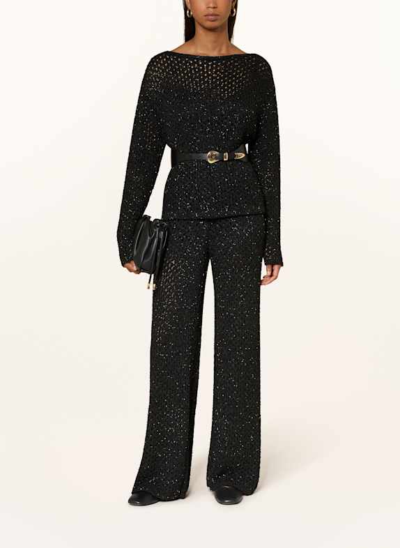MARC CAIN Trui met pailletten 900 BLACK