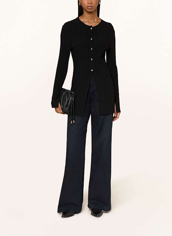 MARC CAIN Wide Leg Jeans WARRI med smyckestenar 395 MIDNATTBLÅ