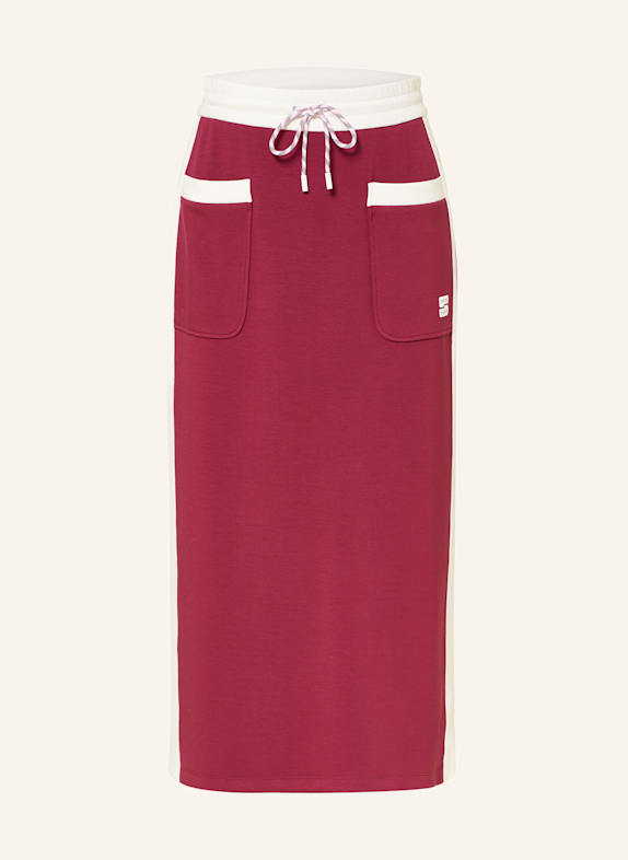 MARC CAIN Spódnica dresowa z lampasami CIEMNOCZERWONY / BIAŁY