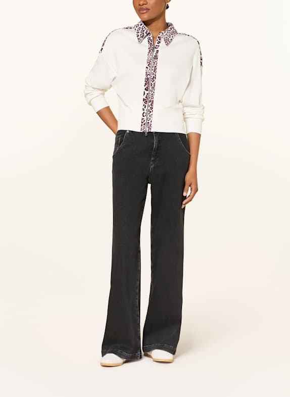 MARC CAIN sweatjack WIT / VIEUX ROSE / ZWART