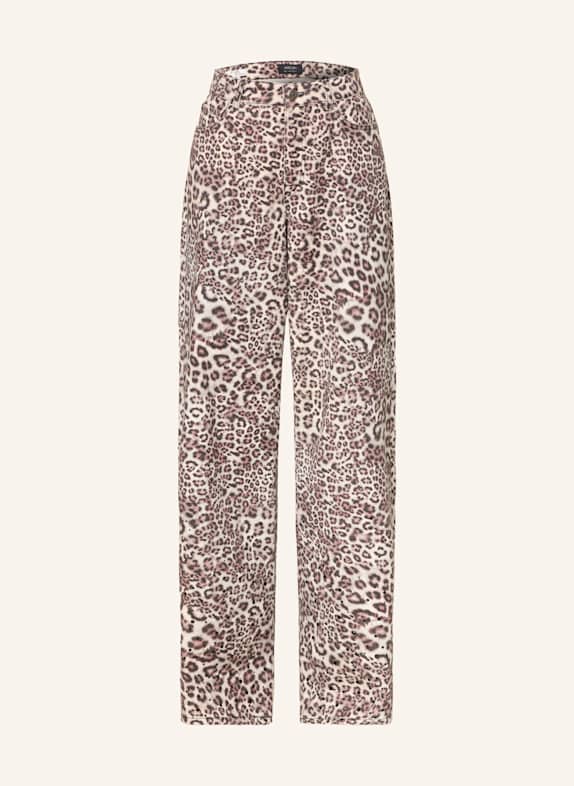 MARC CAIN Jeansy wide leg WARRI z ozdobnymi kamykami ECRU / JASNOFIOLETOWY / CZARNY