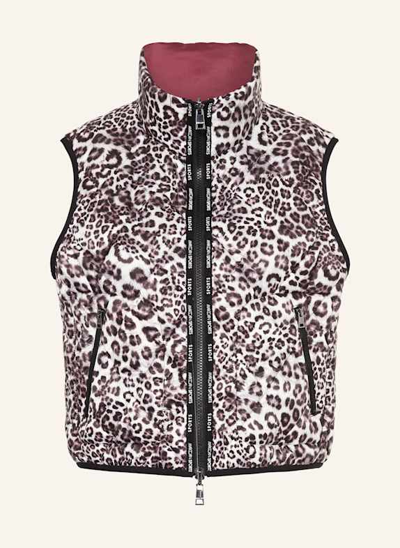 MARC CAIN Kamizelka pikowana dwustronna FUKSJA / BIAŁY / CZARNY