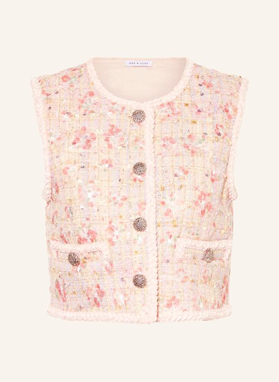 MRS & HUGS Tweed-Weste mit Pailletten und Glitzergarn ROSÉ