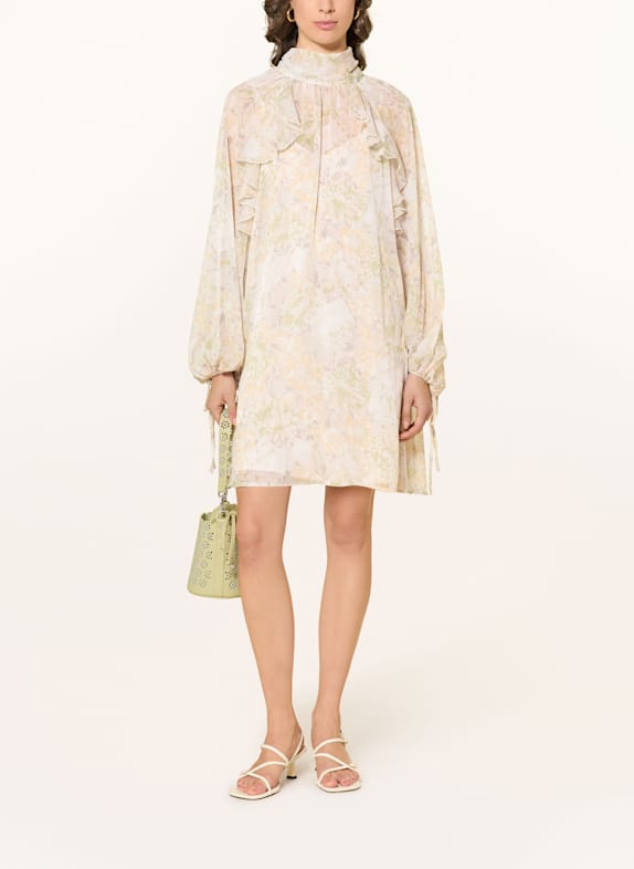 MRS & HUGS Sukienka z wolantami ECRU / JASNOZIELONY / JASNOPOMARAŃCZOWY