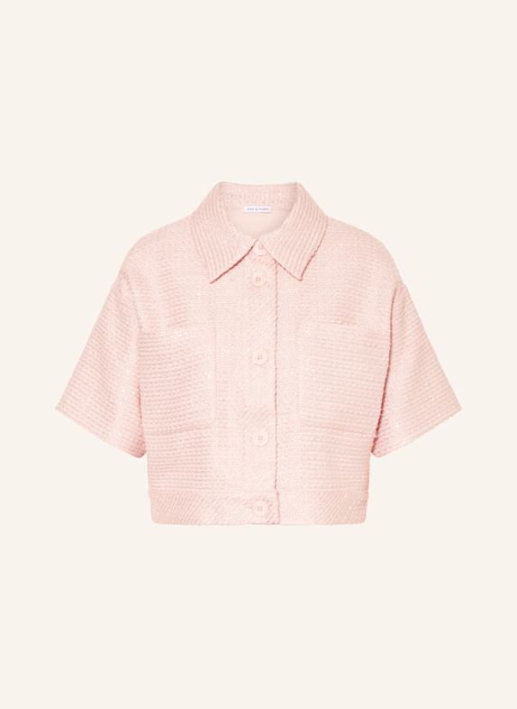 MRS & HUGS Tvídová bunda s flitry a třpytivou přízí RŮŽOVÁ