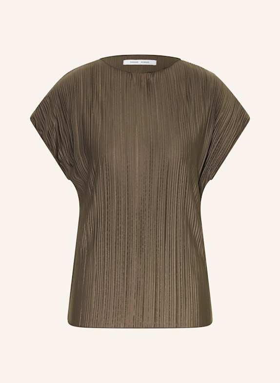 SAMSØE  SAMSØE Halenkový top SAUMA s plisé KHAKI