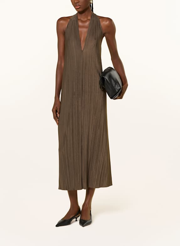 SAMSØE  SAMSØE Plisované šaty SACILLE KHAKI