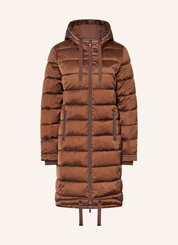 monari Steppmantel mit Glitzergarn und Schmucksteinen BRAUN