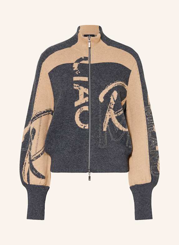 monari Strickjacke mit Schmucksteinen DUNKELGRAU / BEIGE