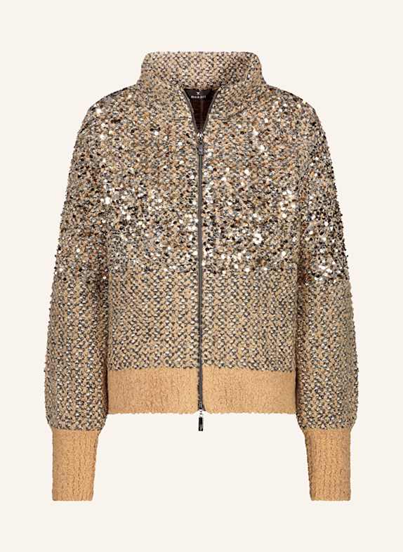 monari Strickjacke mit Pailletten und Glitzergarn COGNAC / GOLD / SILBER
