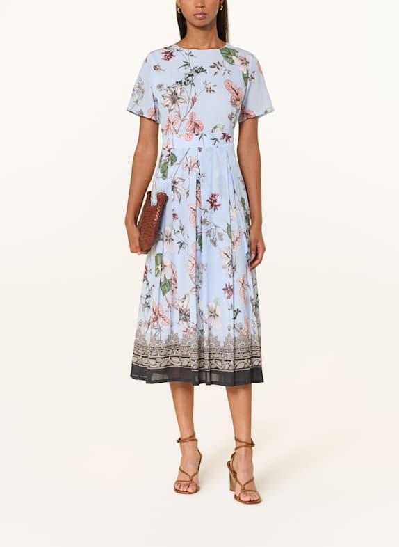 ANNA's Jurk met plooien LICHTBLAUW / DONKERGROEN / ROZE