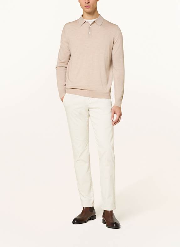 STROKESMAN'S Stickad pikétröja i merinoull BEIGE