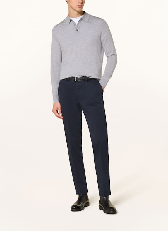 STROKESMAN'S Gebreid poloshirt van merinowol GRIJS