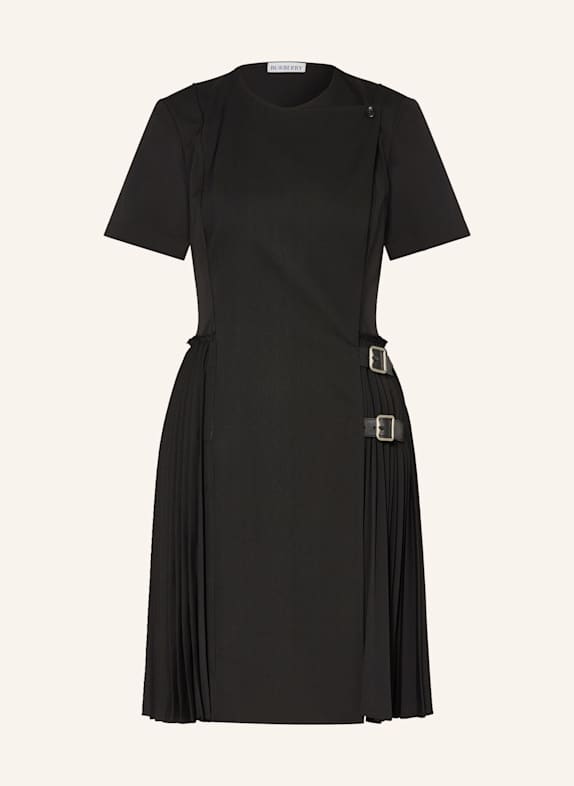 BURBERRY Wickelkleid ADA mit Pllissees SCHWARZ