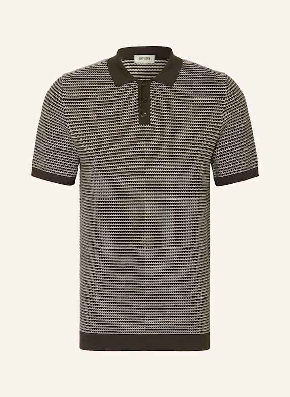 DRYKORN Knitted polo shirt TRITON Regular Fit ECRU / DARK BROWN